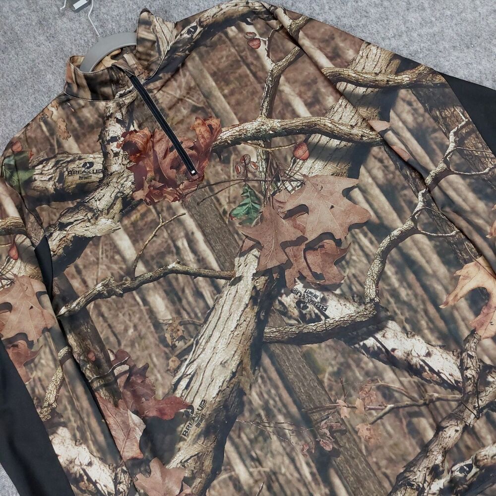 Mossy Oak Break Up Infinity 1/4 Zip Pullover Mens M Black Camo